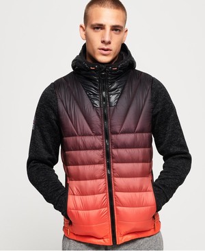 Superdry Storm Ombre Hybrid Cipzár Férfi Kapucnis Pulóver Fekete/Szürke | MYITS4206